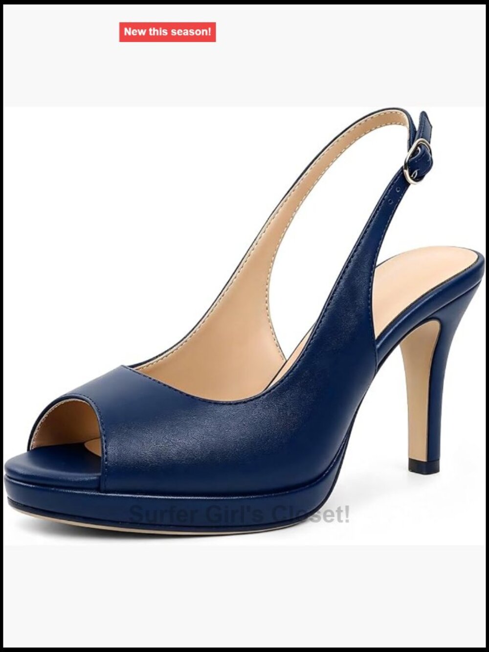 Women's Peep Toe Platform Slingback Heels 3.5 Inch High Heel Dress Shoes Faux